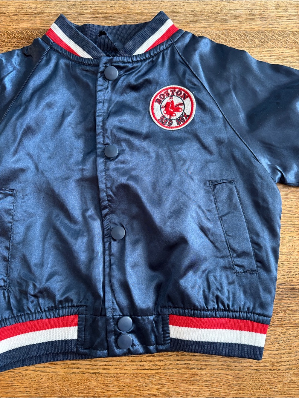 NWOT Infant 18M Boston Red Sox Navy Satin Bomber Jacket - Picture 5 of 7